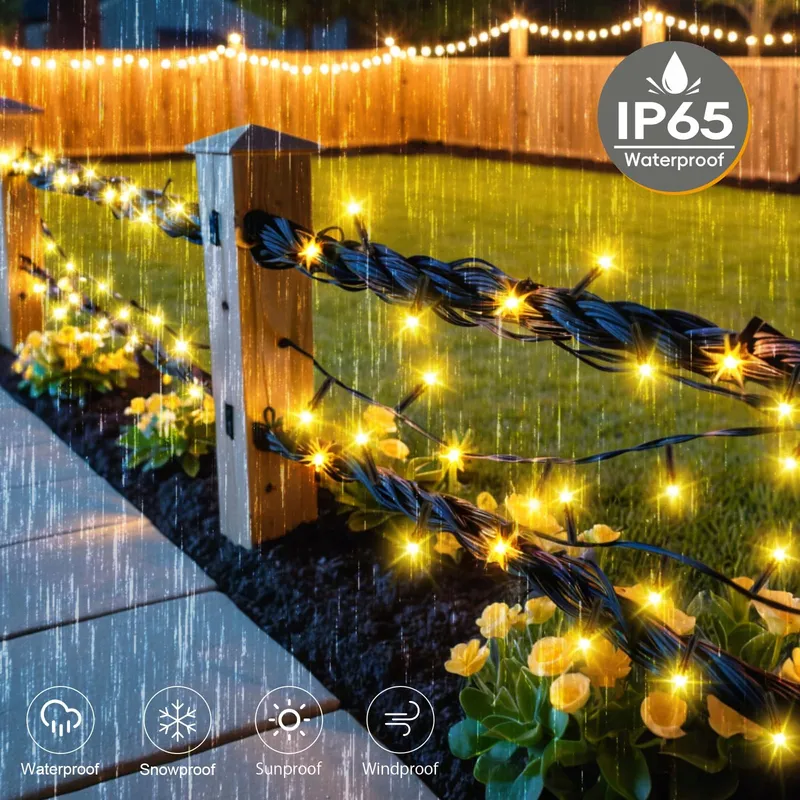 CSHARE Solar Lichtketting 12M 120 LED Warmwit IP65 Tuin Terras — foto 3