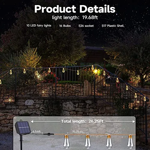 GEEMOO Solar LED Lichtsnoer IP65 6,4m Weerbestendig — foto 3
