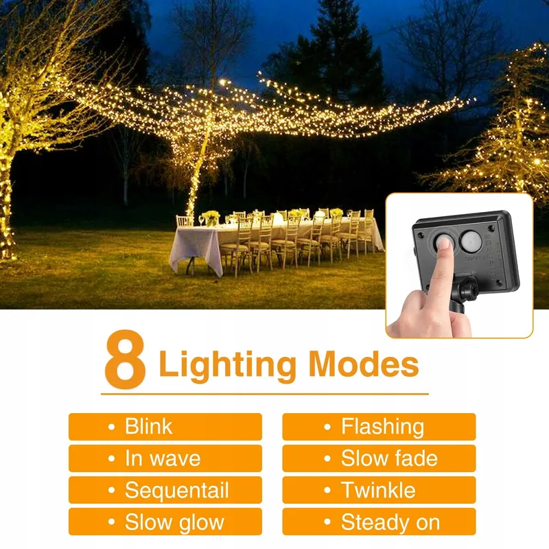 LITOGO Solar Lichtsnoer 12M 120LED Waterdicht Buiten Balkon — foto 3