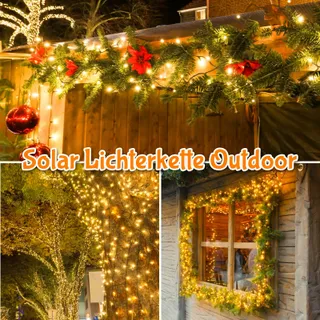 ETOPGO Solar Lichtsnoer 12M 120 LED IP65 8 Modi Decoratie — miniatuur 7