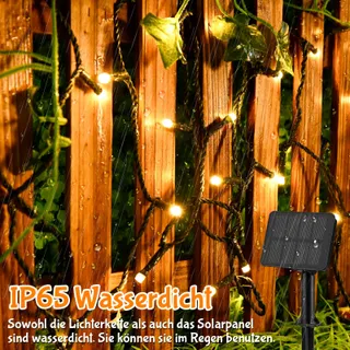 ETOPGO Solar Lichtsnoer 12M 120 LED IP65 8 Modi Decoratie — miniatuur 4