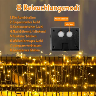 ETOPGO Solar Lichtsnoer 12M 120 LED IP65 8 Modi Decoratie — miniatuur 3