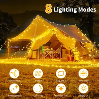 AURIOSTAR Lichtketting Buiten op Batterijen 20M 200 LED 8 Standen — miniatuur 2