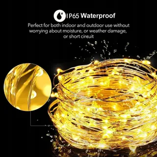 OREUNIK Solar Lichtketting 2x12M 240LED Waterdicht Warmwit Tuin — miniatuur 2