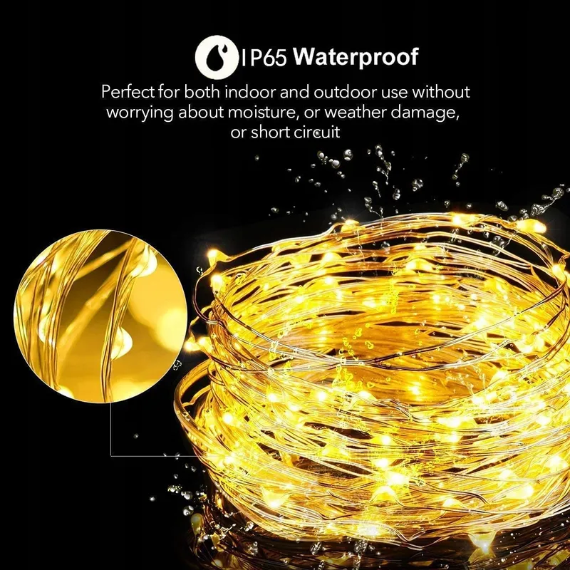 OREUNIK Solar Lichtketting 2x12M 240LED Waterdicht Warmwit Tuin — foto 2