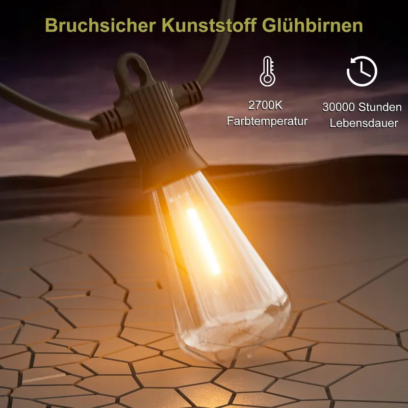 KAWAYA LED Lichtketting Buiten 8M IP65 12+1 Lampen — foto 6
