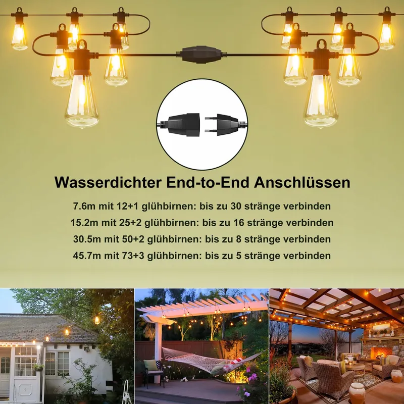 KAWAYA LED Lichtketting Buiten 8M IP65 12+1 Lampen — foto 5