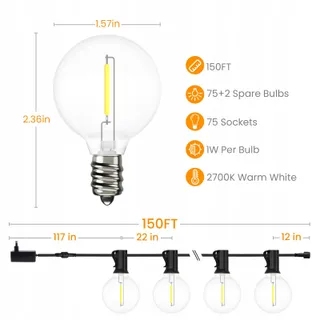 YUUCIO LED Lichtketting Buiten 45M Dimmer Afstandsbediening 2700K — miniatuur 4