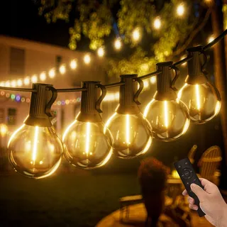 YUUCIO LED Lichtketting Buiten 45M Dimmer Afstandsbediening 2700K — miniatuur 1