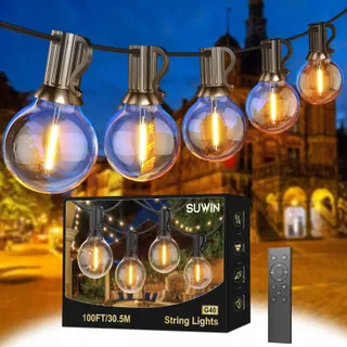 LED Buitenverlichting 30m 52 Lampen Warmwit Met Afstandsbediening — miniatuur 1