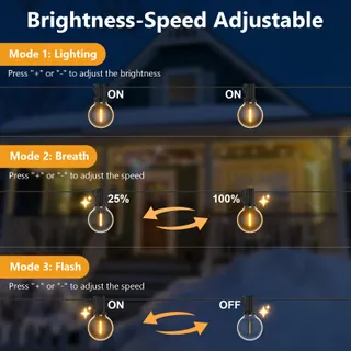 LED Buitenverlichting 30m 52 Lampen Warmwit Met Afstandsbediening — miniatuur 5