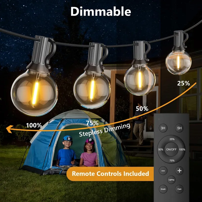 LED Buitenverlichting 30m 52 Lampen Warmwit Met Afstandsbediening — foto 2