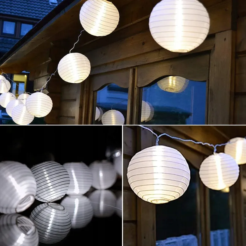 LEZONIC Solar LED Lampionnen 8m 30 LED 8 Modi Waterdicht Wit — foto 4