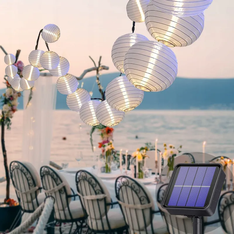 LEZONIC Solar LED Lampionnen 8m 30 LED 8 Modi Waterdicht Wit — foto 1