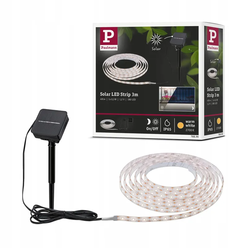 PAULMANN LED Strip Solar 3m Schemeringssensor Accu IP44 2700K — foto 1