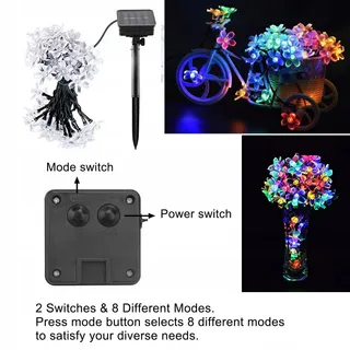 Solar Tuinverlichting 7M 50 LED Bloemen Waterdicht Kerstdecoratie — miniatuur 7