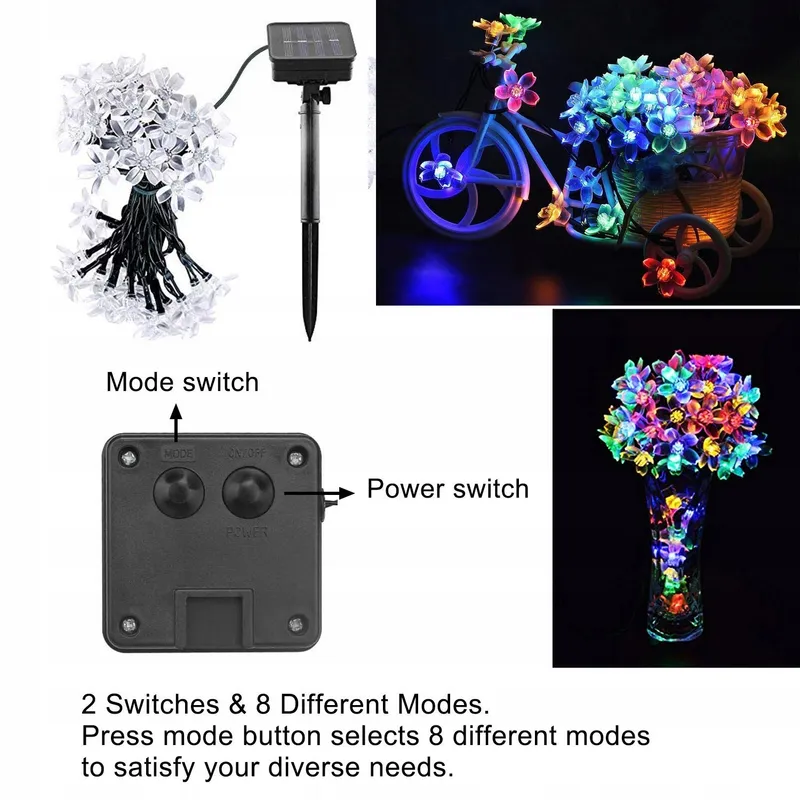 Solar Tuinverlichting 7M 50 LED Bloemen Waterdicht Kerstdecoratie — foto 7