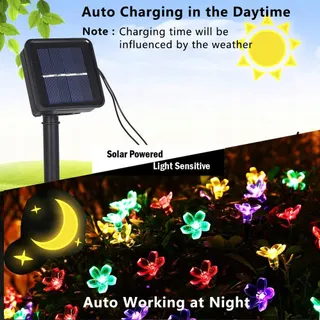 Solar Tuinverlichting 7M 50 LED Bloemen Waterdicht Kerstdecoratie — miniatuur 2