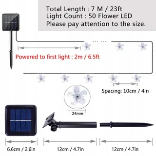 Solar Tuinverlichting 7M 50 LED Bloemen Waterdicht Kerstdecoratie — miniatuur 5