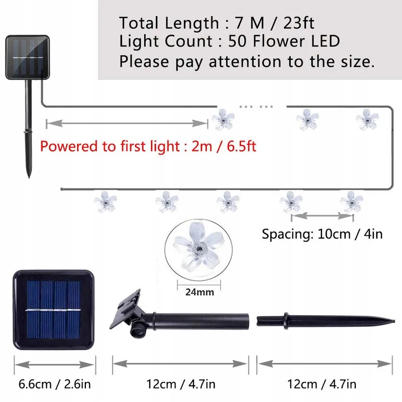 Solar Tuinverlichting 7M 50 LED Bloemen Waterdicht Kerstdecoratie — foto 5
