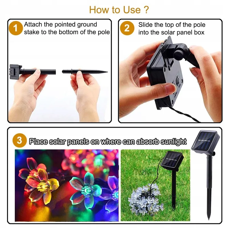 Solar Tuinverlichting 7M 50 LED Bloemen Waterdicht Kerstdecoratie — foto 6