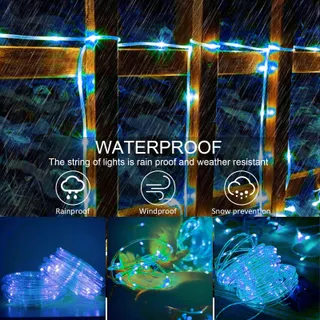 JIMACRO Solar LED Lichtslang Buiten IP65 Waterdicht 12m 100LED — miniatuur 4
