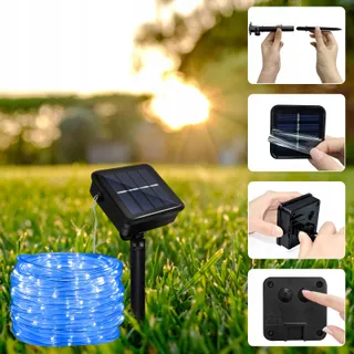 JIMACRO Solar LED Lichtslang Buiten IP65 Waterdicht 12m 100LED — miniatuur 5