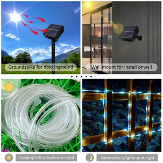 JIMACRO Solar LED Lichtslang Buiten IP65 Waterdicht 12m 100LED — miniatuur 2