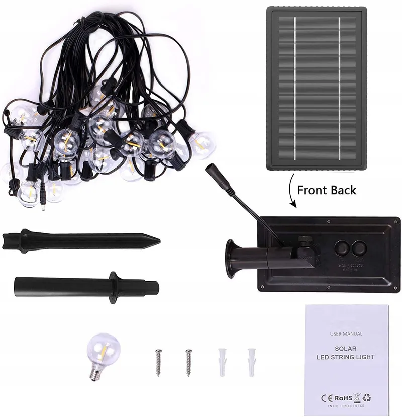 YUUCIO Solar LED Lichtsnoer 15m IP44 Waterdicht Buiten — foto 7