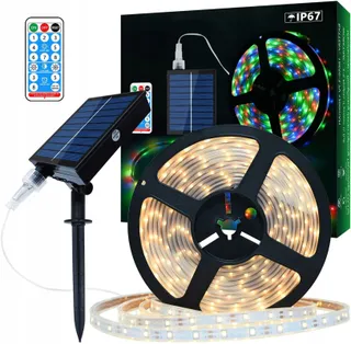 LUMTANG Solar LED Strip 10m 560 LED Afstandsbediening Warm Wit — miniatuur 1