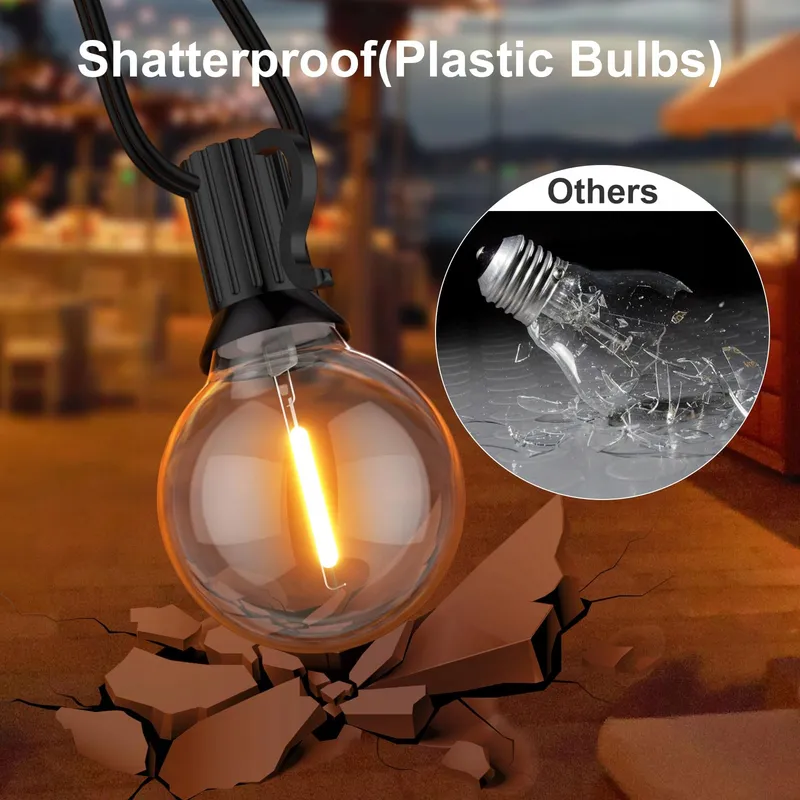 GPATIO LED Tuinlichtketting 18M 30+1 G40 IP45 Waterdicht — foto 3