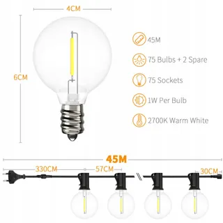 YUUCIO Tuinlichtketting LED 45M 75 G40 IP44 — miniatuur 3