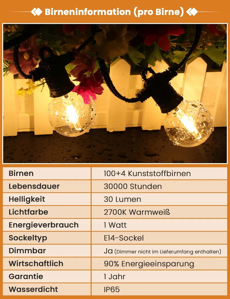 ZOTOYI LED Lichtketting 60M Waterdicht Tuin en Terras — foto 7