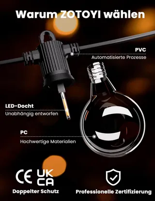 ZOTOYI LED Lichtketting 60M Waterdicht Tuin en Terras — miniatuur 5