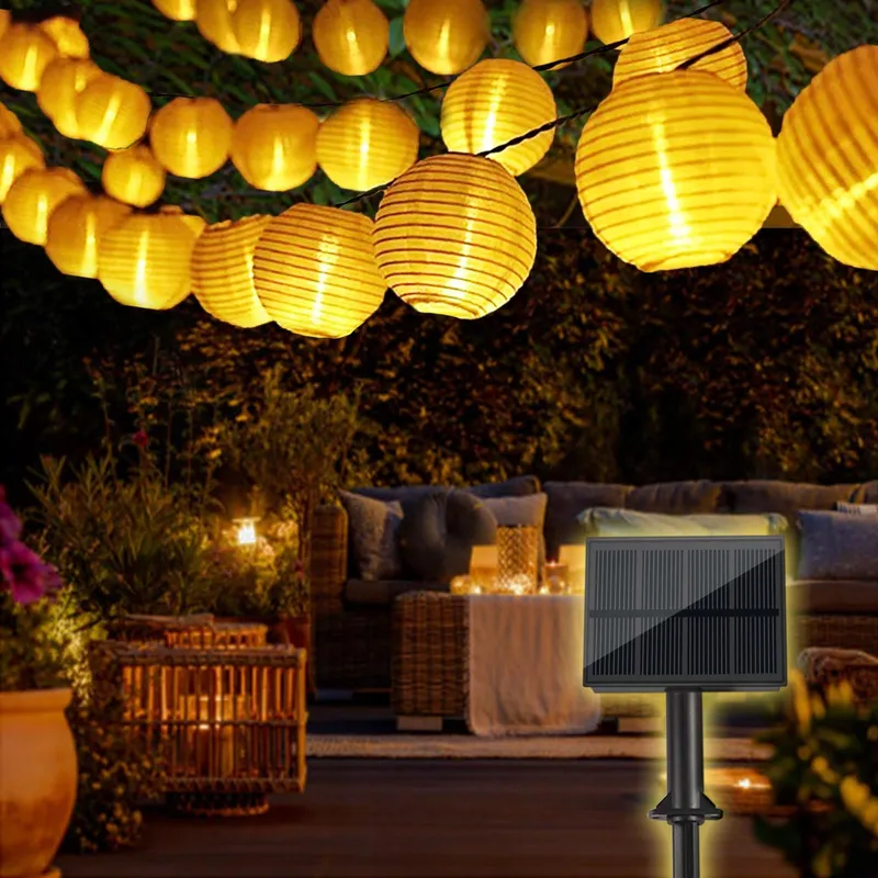 BOWFAR Solar Lichtketting Lampionnen 10M 50 LED 8 Modi Tuin — foto 1
