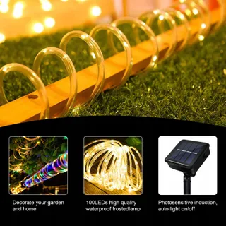 JIMACRO Solar LED Lichtketting 12m 100LED IP65 Waterdicht — miniatuur 5