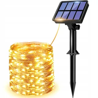 LITOGO Solar Lichtsnoer 12M 120 LED Waterdicht Tuin Balkon Terras — miniatuur 1