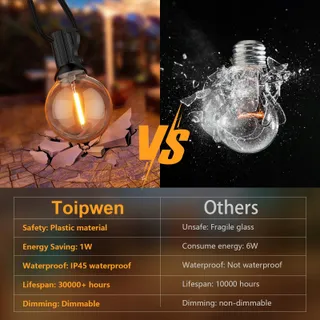 TOIPWEN LED Lichtsnoer Buiten 30M IP45 Afstandsbediening Terras Balkon — miniatuur 7