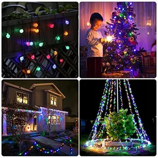Solar Lichtketting Buiten 60 LED 13m IP65 Waterdicht Balkon Tuin — miniatuur 7