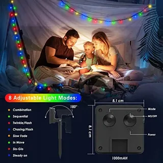 Solar Lichtketting Buiten 60 LED 13m IP65 Waterdicht Balkon Tuin — miniatuur 3