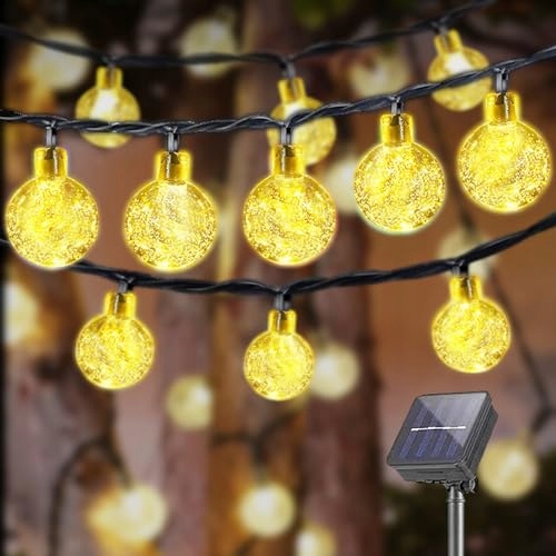 LQWELL Solar Lichtketting Kristallen Bollen 30LED 8M IP44 Waterdicht