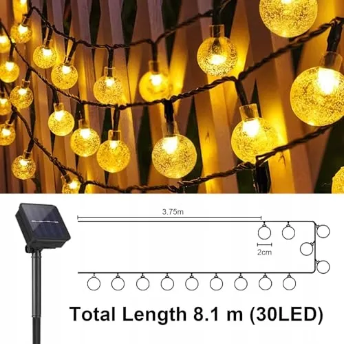 LQWELL Solar Lichtketting Kristallen Bollen 30LED 8M IP44 Waterdicht — foto 7