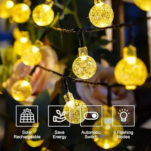 LQWELL Solar Lichtketting Kristallen Bollen 30LED 8M IP44 Waterdicht — foto 2