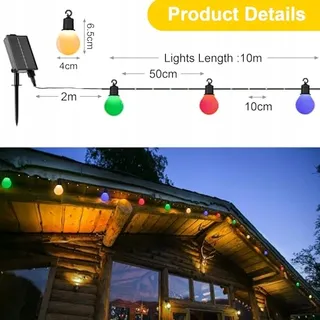 LITARK Solar Tuinverlichting 10m 100 LED Afstandsbediening USB Multicolor — miniatuur 6
