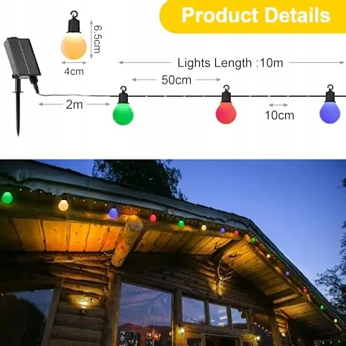 LITARK Solar Tuinverlichting 10m 100 LED Afstandsbediening USB Multicolor — foto 6
