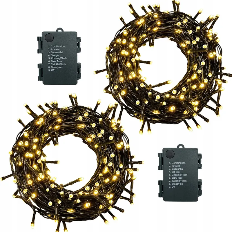 MEISION LED Lichtsnoer Batterij Timer 10m 100LED Warm Wit 2 Stuks — foto 1