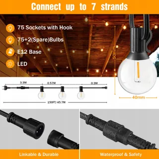 GLUROO LED Lichtketting Buiten 45,7m Waterdicht Tuin — miniatuur 4