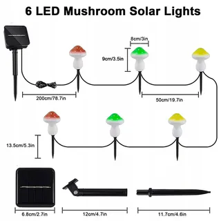 JOYCOME Solar Tuinlamp Paddenstoel 6 LED 8 Standen Waterdicht — miniatuur 2
