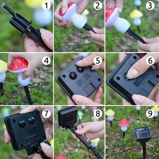 JOYCOME Solar Tuinlamp Paddenstoel 6 LED 8 Standen Waterdicht — miniatuur 8