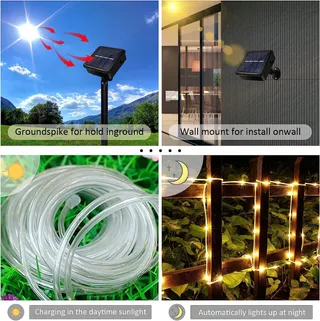 JIMACRO Solar Lichtketting IP65 12m 100LED Tuin Decoratie — miniatuur 2